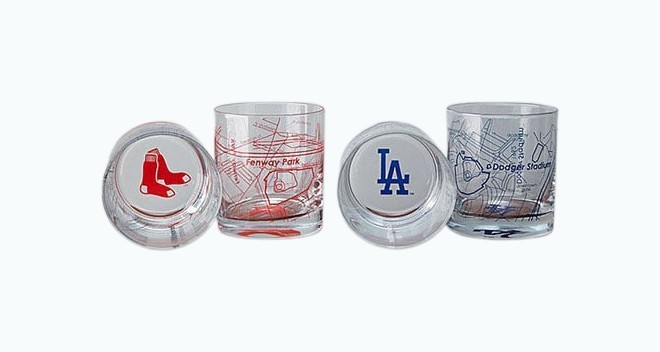 Baseball Park Map Glasses - Set of 2