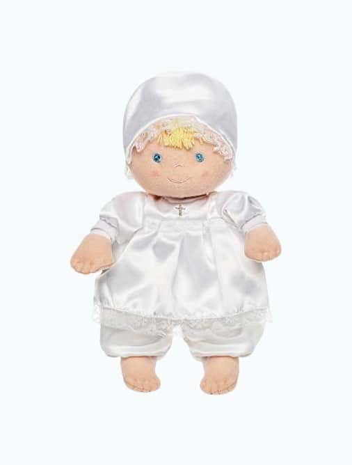 Christening Doll Dressed In White Dress