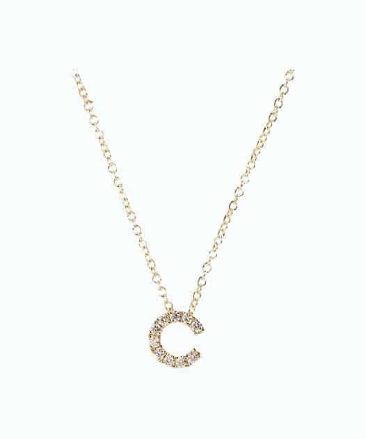 18k Gold Diamond Initial Necklace