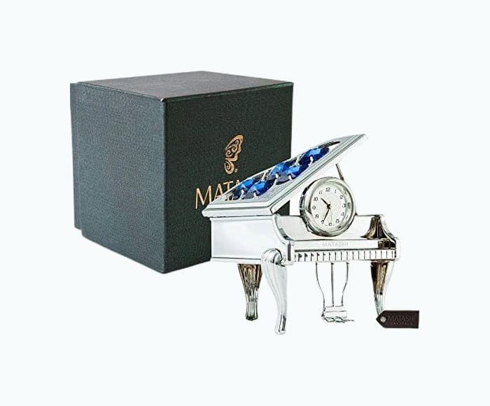 Silver Piano Desk Clock