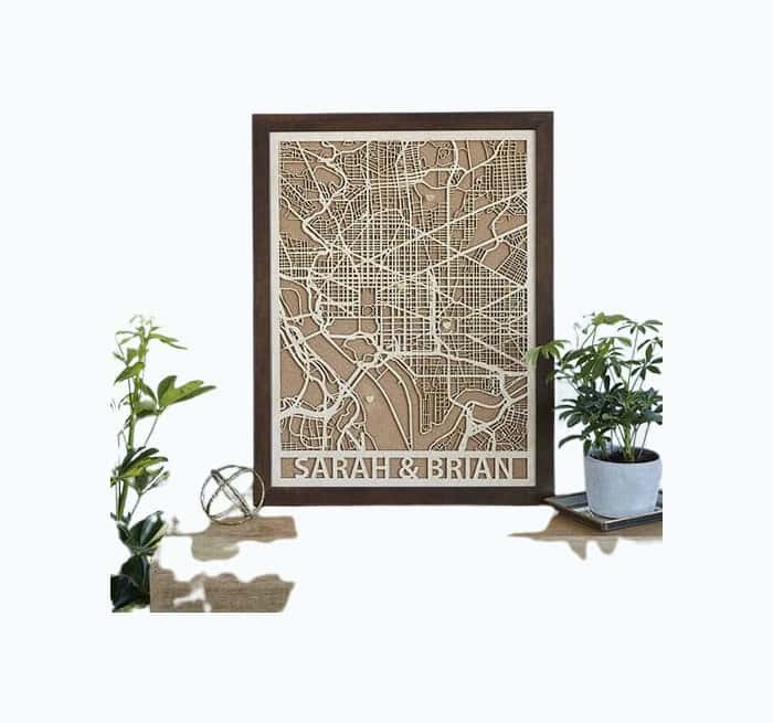 Personalized Wood Cut City Map