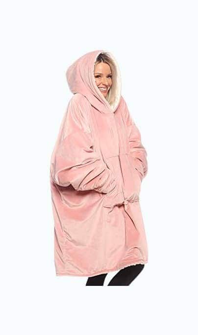 Oversized Microfiber & Sherpa Wearable Blanket