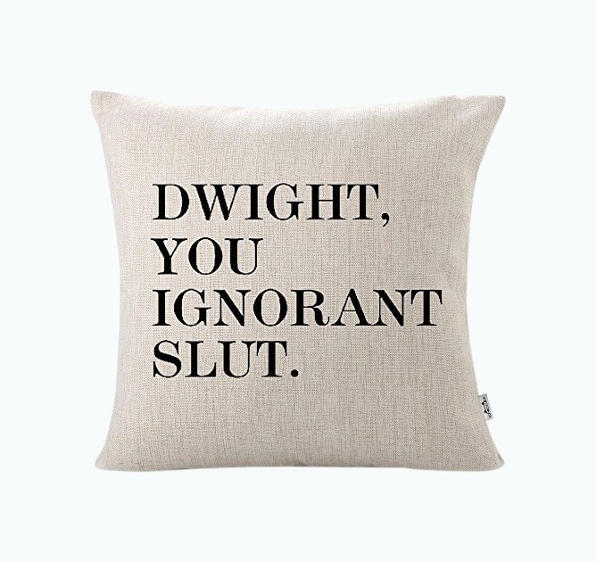 Cotton Linen Throw Pillow Case - Dwight, You Ignorant S...