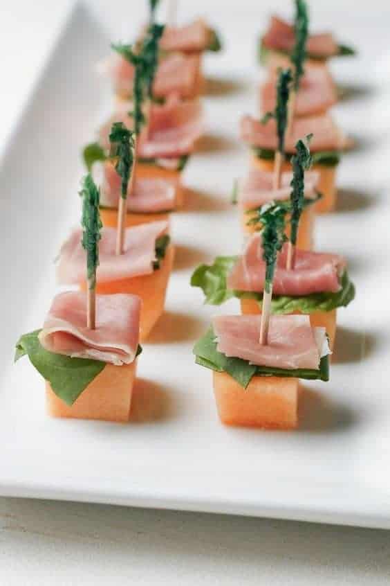 18 | PROSCIUTTO AND BASIL CANTALOUPE BITES