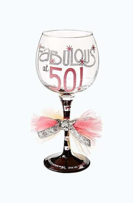 Fabulous At 50 Wine Glass