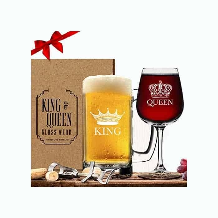 King And Queen Glass Set