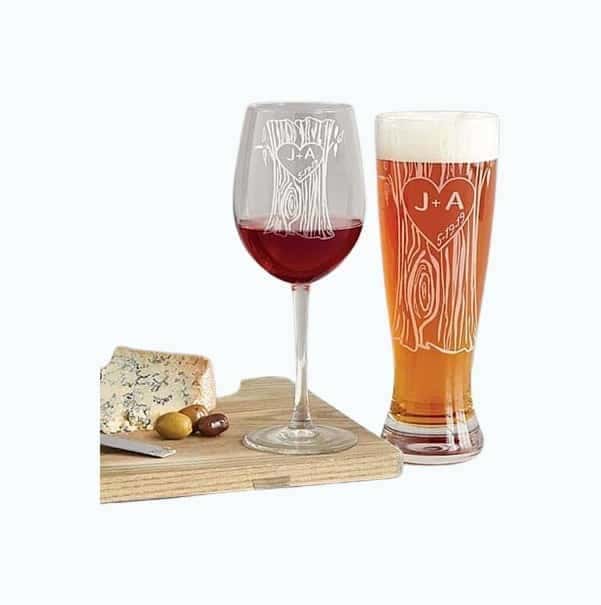 Personalized Tree Trunk Glassware Set