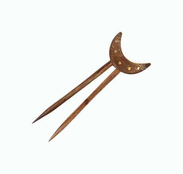 Mango Wood Crescent Moon Hair Pin