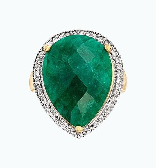 Ross-Simons 11.00 Carat Emerald and .40 ct. t.w. White Topaz Ring