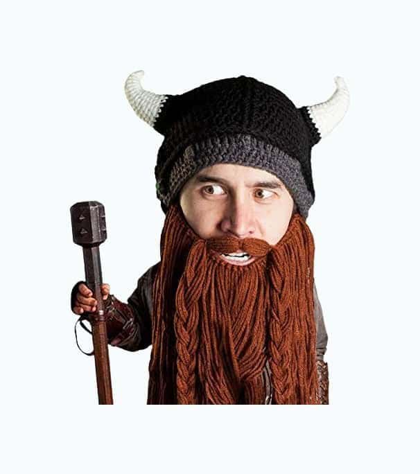 Handmade Knit Helmet and Removable Beard