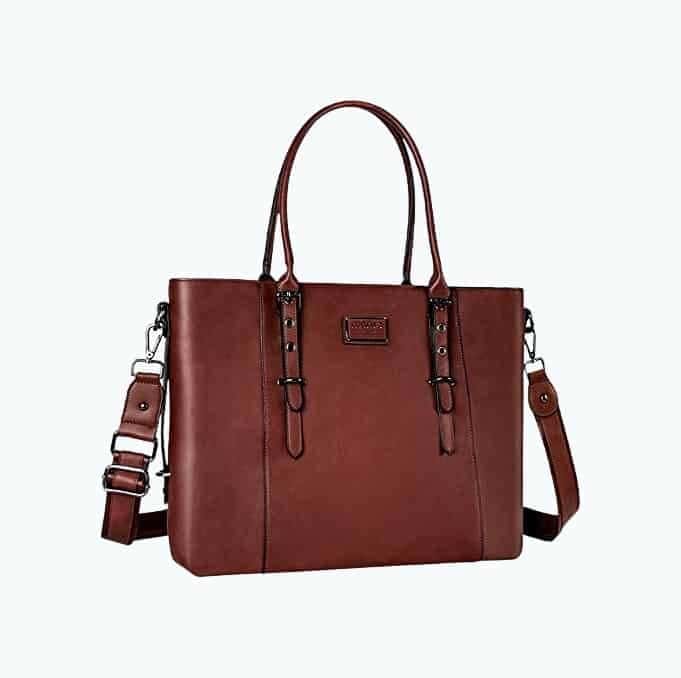 MOSISO PU Leather Laptop Tote Bag