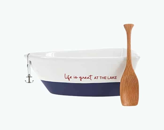 Boat Serving Dish With Oar Scoop