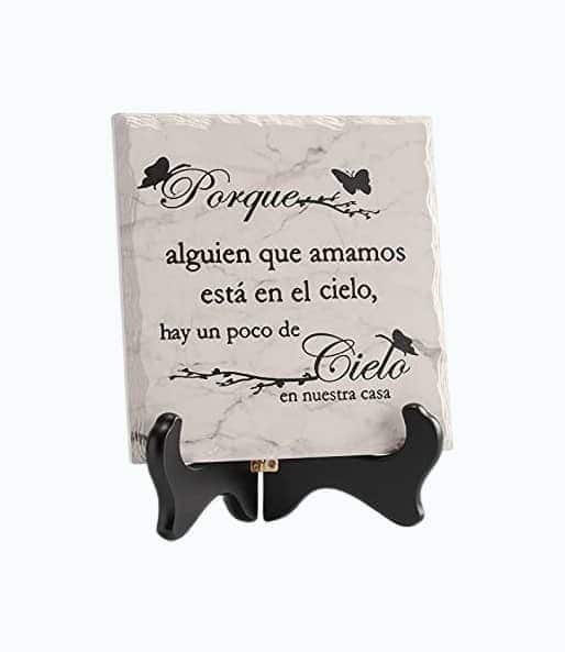 LukieJac in Loving Memory Ceramic Tile with Wooden Stand