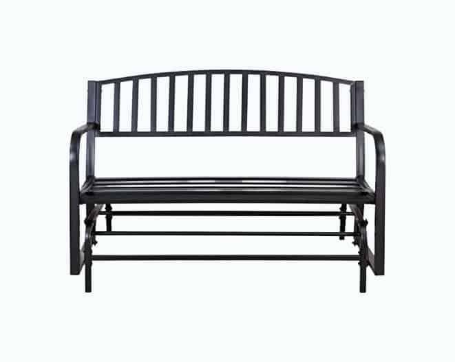 Black Outdoor Patio Steel Gliding Bench