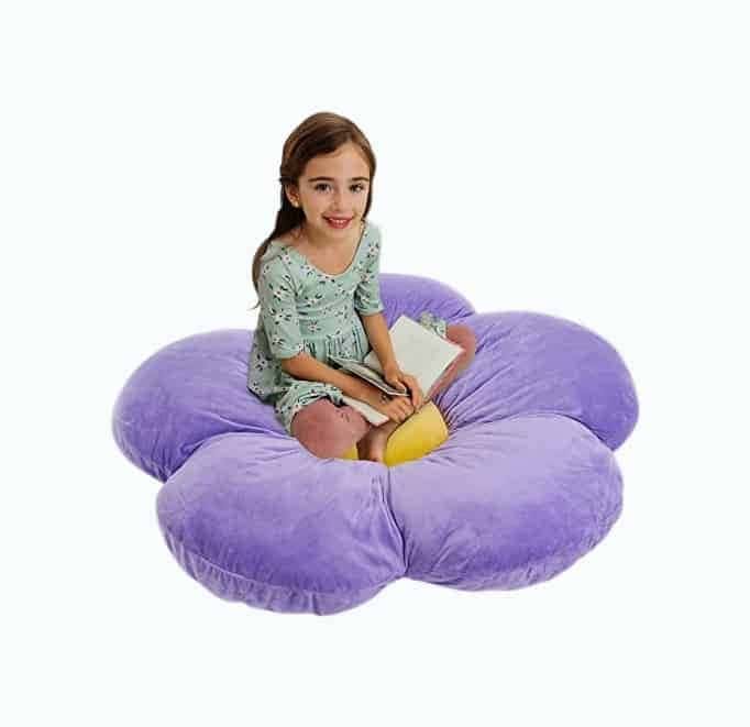 Purple Flower Floor Pillow Seating Cushion