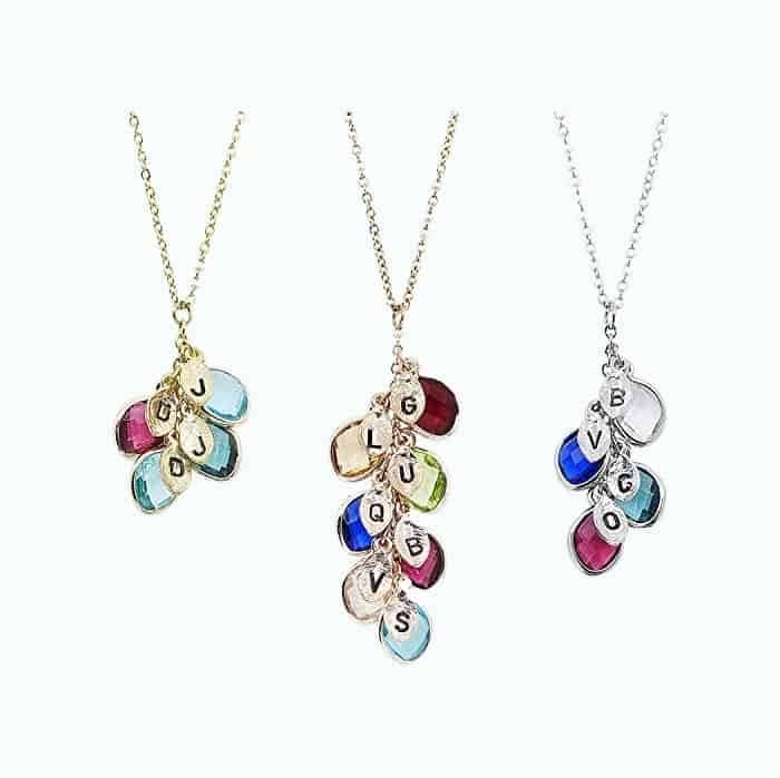 Personalized Birthstone Initial Necklace