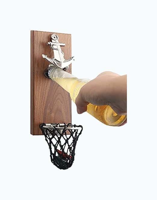 Magnetic Beer Opener With Basket Net Cap Catcher