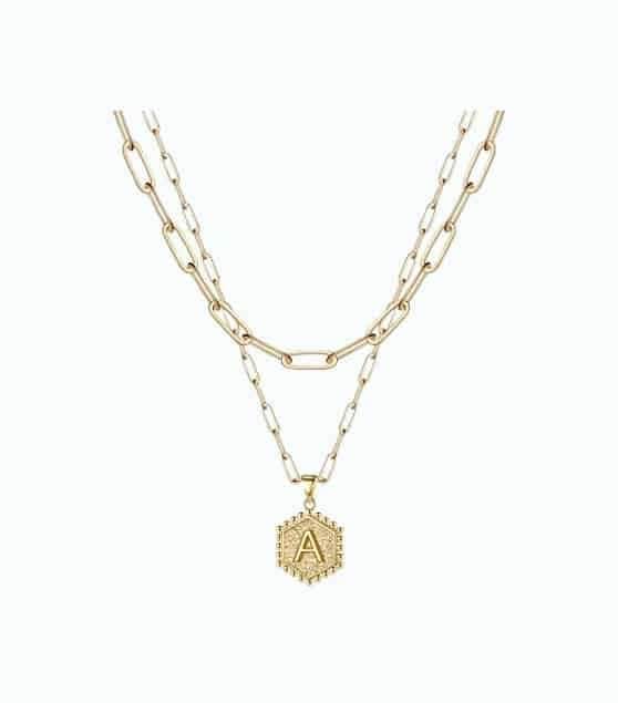 Dainty Layered Initial Necklaces for Women