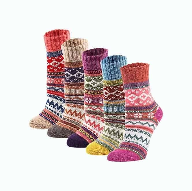 5-Pack Womens Fair Isle Socks