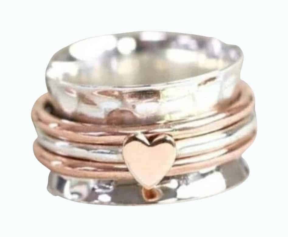 Meditation Heart Spinner Ring for Women