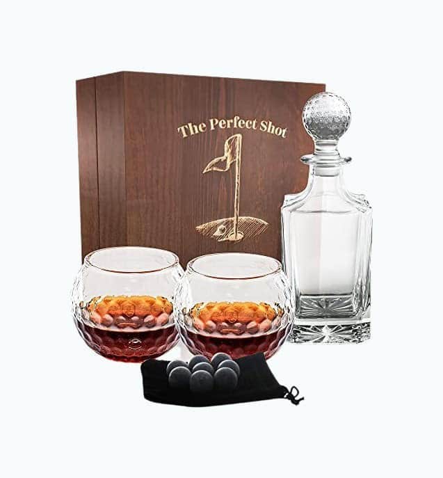 Golf Ball Whiskey Glass and Decanter Set