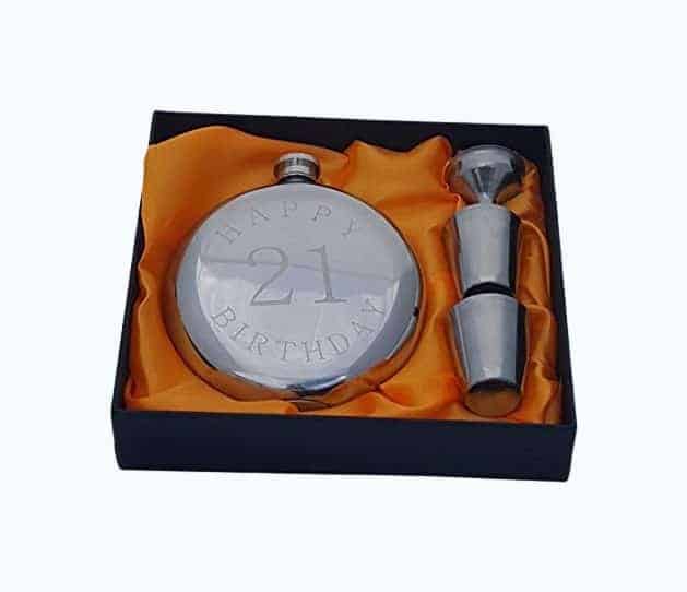 21st Birthday Flask Gift Set