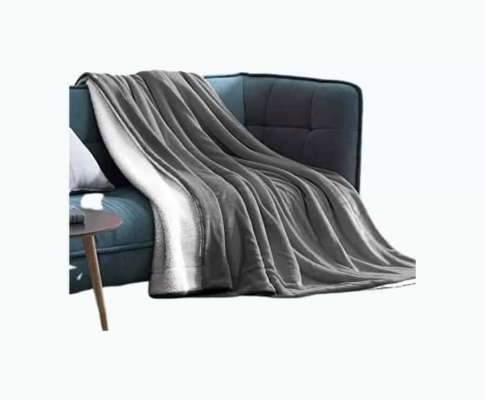 Walensee Sherpa Fleece Blanket (Throw Size 50”x60” Grey)