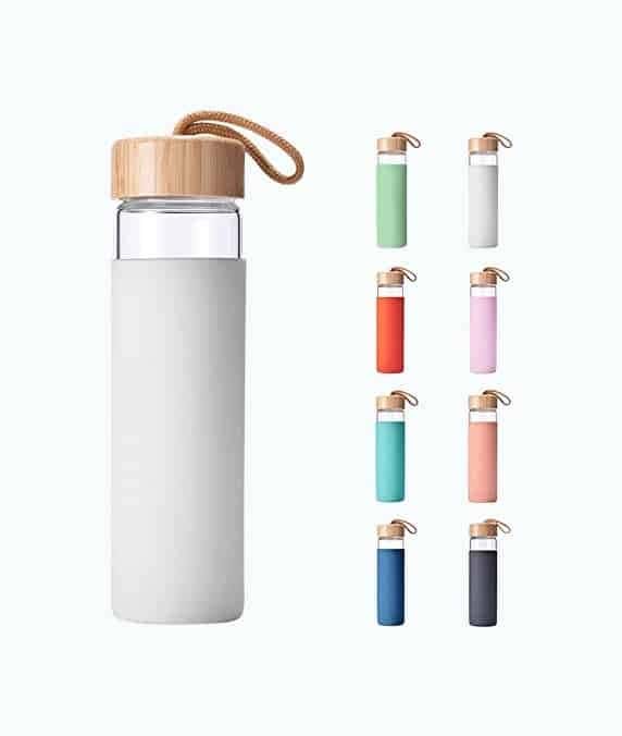 Glass Water Bottle With Bamboo Lid