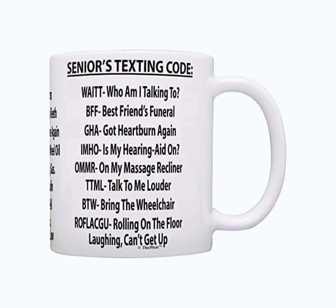 Senior Citizen Texting Code Mug