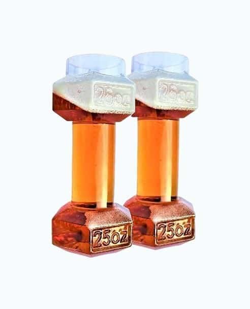 Set of 2, Dumbbell Beer Glasses